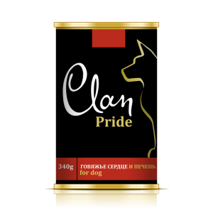 Клан/Clan Pride конс. корм для собак говяжье сердце и печень 340гр*12 для собак