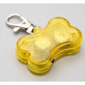 Брелок светящийся Косточка с наклейкой для записи телефона желтый Пижон для собак