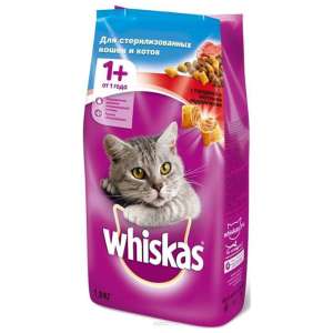 Вискас/Whiskas 1,9кг корм для кошек стерилизованных подушечки говядина  для кошек
