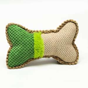 Игрушка для собак Ди-кость мягкая с пищалкой 22*15см бежево-зеленая
