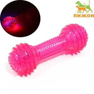 Игрушка для собак Кость круглая TPR светящаяся розовая 15см Пижон