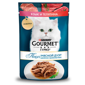Гурме/Gourmet Перл 75гр для кошек  язык телятина в соусе*24 для кошек