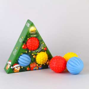 Игрушка для собак Подарок под ёлочку набор 3 мяча