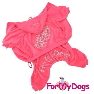 Костюм велюровый для собак р20, спинка 39см розовый Formydogs