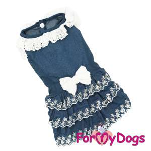 Платье для собак р18, спинка 36см джинсовое синее Formydogs