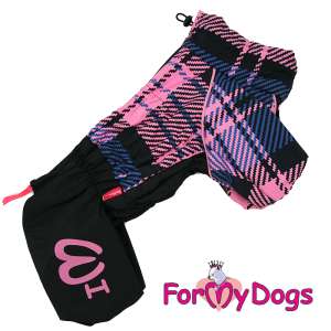 Дождевик для собак р14, спинка 30см черно/розовый в клетку Formydogs для собак
