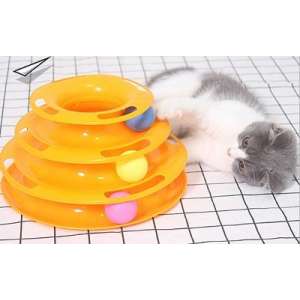 Игрушка для кошек Лабиринт трехъярусный с тремя мячиками, 24,5*12,5см Уют