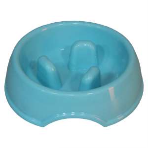 Миска для медленного поедания круглая Teeth голубая 300мл PetStandArt для собак