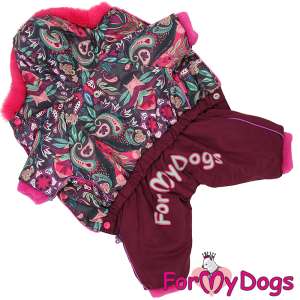 Комбинезон утепленный для собак р18 спинка 36см для девочек бордо/розовый Formydogs для собак