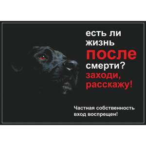 Табличка "Есть ли жизнь после смерти" 2в А5 Дарэлл для собак