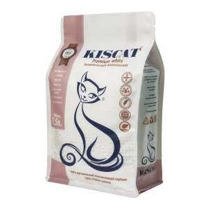 Наполнитель полигелевый впитывающий Premium White Classic 3,5л/0,8кг Кискэт/KISCAT для кошек