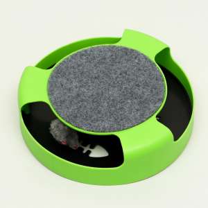 Игрушка для кошек интеррактивная круг с подвижной мышкой зеленый Пижон