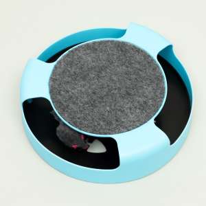 Игрушка для кошек интеррактивная круг с подвижной мышкой голубой Пижон