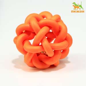 Игрушка для собак Молекула резиновая с бубенчиком оранжевая 4см Пижон