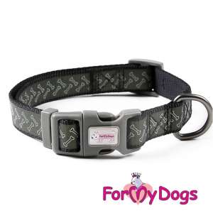 Ошейник для собак светоотражающий рL  черный 2,5*42-62см Formydogs