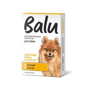 Балу/Balu лакомство мультивит. для собак Здоровье кожи и шерсти с кальцием и биотином 100таб*5 для собак