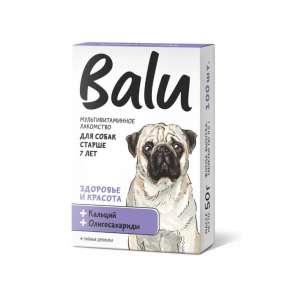 Балу/Balu лакомство мультивит. для собак 7+ Здоровье и Красота с кальцием и олигосахаридом 100таб*5