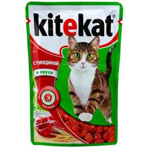 Китекет/Kitekat пауч корм для кошек говядина/соус 85гр*28