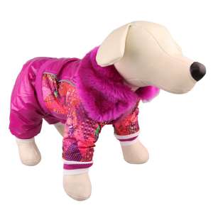 Комбинезон DEZZIE полиэстер флис, (сука), розовый, без капюшона 40см для собак