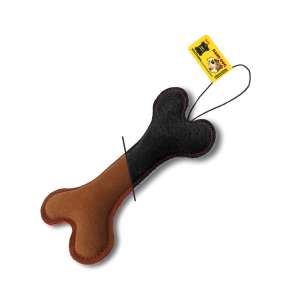 Игрушка для собак Кость натуральная кожа коричневая велюр PETTO