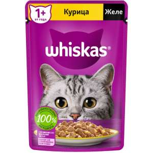 Вискас/Whiskas 75гр пауч корм для кошек желе курица