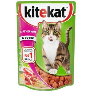 Китекет/Kitekat пауч корм для кошек ягненок/соус 85гр*28