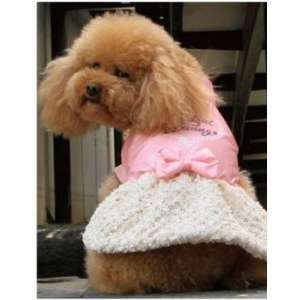 Платье утепленное рL розовый верх бежевый низ с короткими рукавами с бантом, спинка 33см Уют для собак