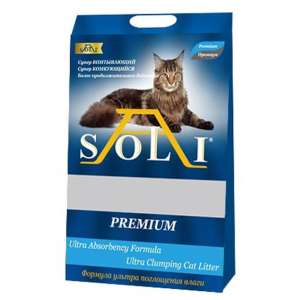 Наполнитель бентонитовый комкующийся А-Соли/A-Soli Premium супер впитывающий 12л/8кг*2 для кошек