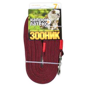 Поводок капроновый с двойной латексной нитью 7м* 20мм, Красный 09 Зооник для собак