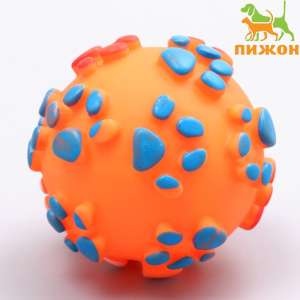 Игрушка для собак Мяч лапка 6,5см оранжевый Пижон