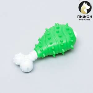 Игрушка для собак Голень пластик твердый+мягкий 12см зеленая Пижон