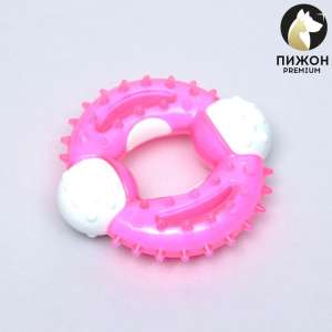Игрушка для собак Кольцо с шипами пластик твердый+мягкий 10см розовый Пижон