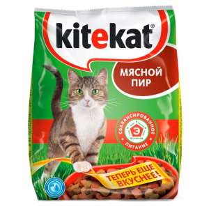 Китекет/Kitekat 350гр корм для кошек Мясной пир*16