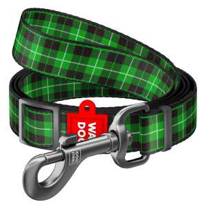 Поводок для собак нейлоновый регулируемый Шотландская зеленая 15мм*152-183см WauDog Коллар/Collar