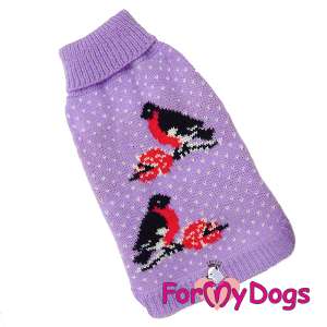 Свитер для собак р14-16, спинка 36см Снегири фиолетовый Formydogs