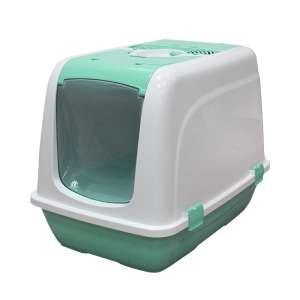 Туалет для кошек закрытый Джедай 66*46*52см совок в комплекте белый/зеленый Уют 