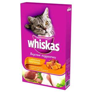 Вискас/Whiskas 350гр корм для кошек подушечки паштет курица/индейка *10 для кошек