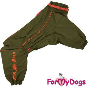 Комбинезон утепленный для собак для мальчика рВ2 спинка 45см  хаки/оранж Formydogs для собак