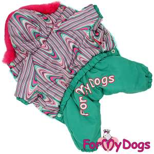 Комбинезон утепленный для собак для девочек р14 спинка 30см розово/зеленый Formydogs для собак