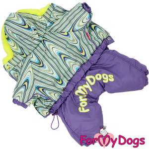 Комбинезон утепленный для собак для мальчиков р12 спинка 27см фиолетовый/желтый Formydogs для собак