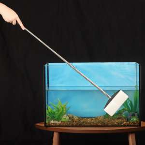 Скребок аквариумный с нержавеющей ручкой щётка 6,5*15 см длина 80см Пижон