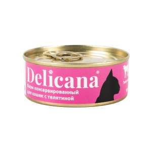 Деликана/Delicana конс. корм для кошек Телятина 100гр*24
