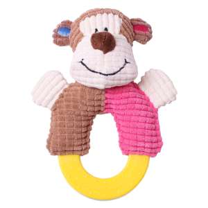 Игрушка для собак Обезьянка с кольцом пластик/текстиль с пищалкой  YT89765 18,5*13,5см LION