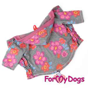 Толстовка для собак р10, спинка 24см Цветы серо/розовая Formydogs для собак