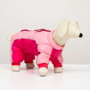 Комбинезон утепленный р10 спинка 25см розовый с замком на спине для собак