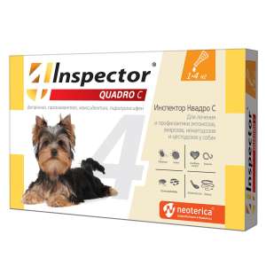 Инспектор Quadro на холку для собак от 1 до 4кг 1 пип(от блох, клещей, нематод, дироф.)*40 с 7недель