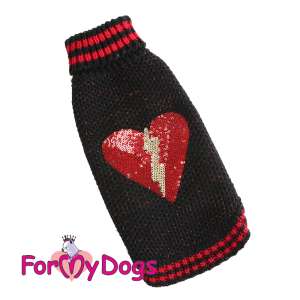 Свитер для собак р12-14, спинка 29см Сердце черный Formydogs для собак