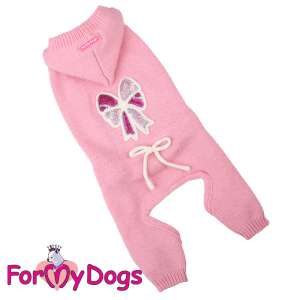 Костюм вязаный для собак р22, спинка 42см Бантик, с капюшоном розовый Formydogs для собак
