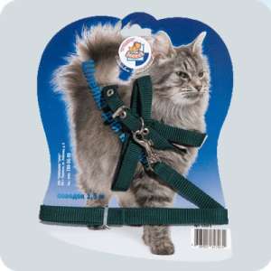 Комплект для кошек шлейка + поводок 1,5м*14мм на блистере Зооник