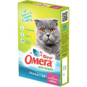 Омега-Нео + для кошек кастированных (L-карнитин, таурин, омега3, мидии) 90 таб